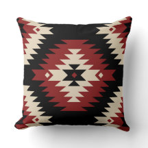Aztec, geometrisch rood, zwart en beige