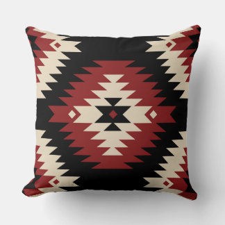 Aztec, geometrisch rood, zwart en beige kussen