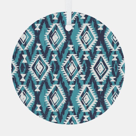 Aztec Geometrische Tribal Navajo Print Glas Ornament (Achterkant)