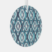 Aztec Geometrische Tribal Navajo Print Glas Ornament (Voorkant Rechts)