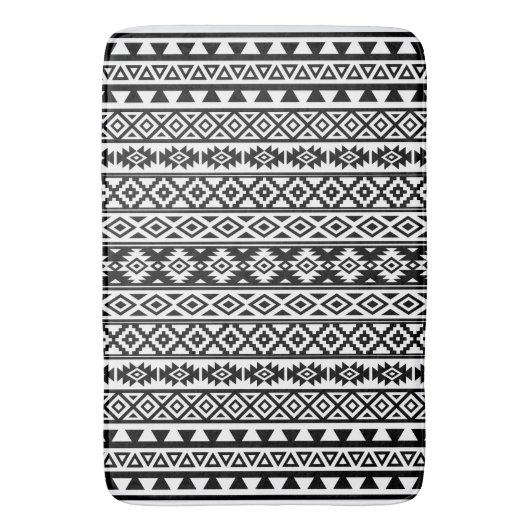 Aztec gestileerd patroon zwart-wit badmat (Voorkant Verticaal)