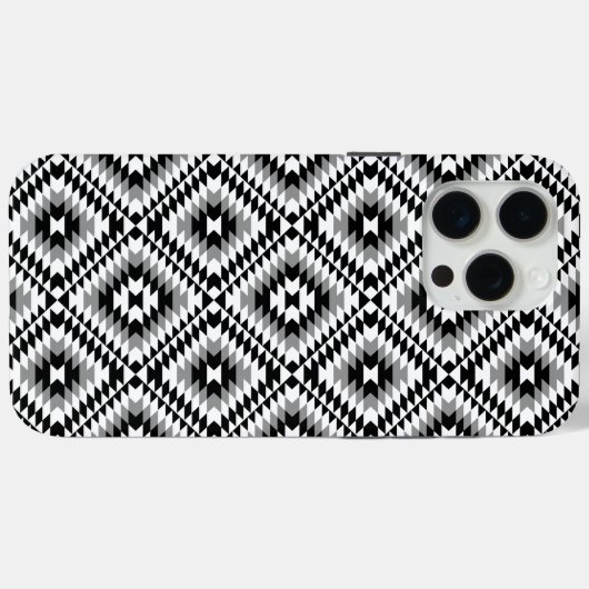 Aztec gestileerde BW + grijs symboolpatroon Case-Mate iPhone Case (Achterkant (horizontaal))