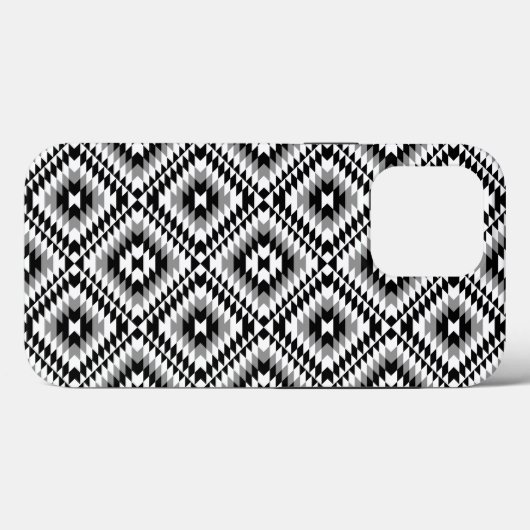 Aztec gestileerde BW + grijs symboolpatroon Case-Mate iPhone Case (Achterkant (horizontaal))