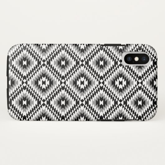 Aztec gestileerde BW + grijs symboolpatroon Case-Mate iPhone Case (Achterkant (horizontaal))