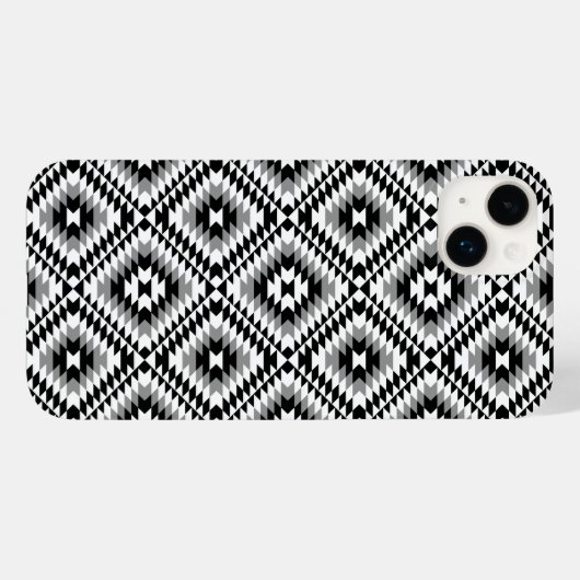Aztec gestileerde BW + grijs symboolpatroon Case-Mate iPhone Case (Achterkant (horizontaal))