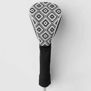 Aztec gestileerde BW + grijs symboolpatroon Golfheadcover