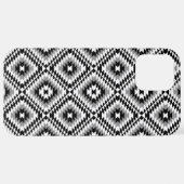 Aztec gestileerde BW + grijs symboolpatroon iPhone Hoesje (Achterkant horizontaal)