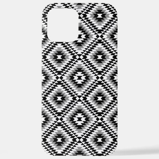 Aztec gestileerde BW + grijs symboolpatroon iPhone Hoesje (Achterkant)