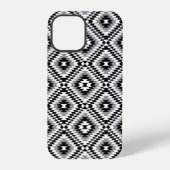 Aztec gestileerde BW + grijs symboolpatroon iPhone Hoesje (Achterkant)