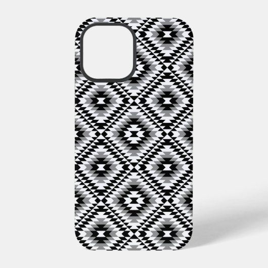 Aztec gestileerde BW + grijs symboolpatroon iPhone Hoesje (Achterkant)