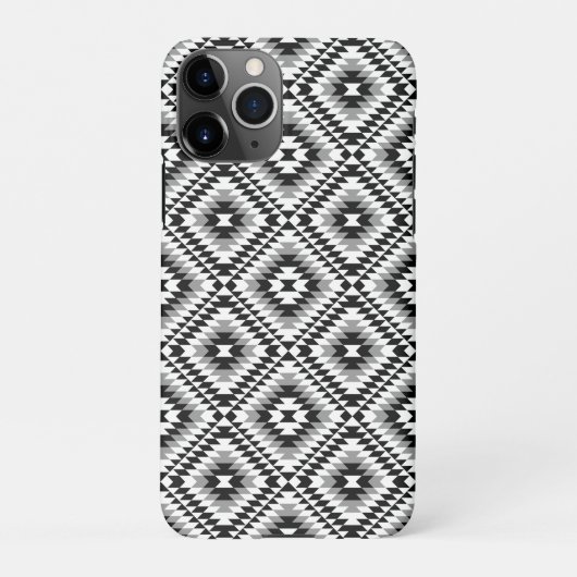 Aztec gestileerde BW + grijs symboolpatroon iPhone Hoesje (Achterkant)