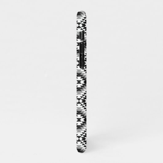 Aztec gestileerde BW + grijs symboolpatroon iPhone Hoesje (Linkerkant)