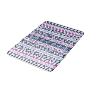 Aztec gestileerde patroon roze paars blauw wit badmat