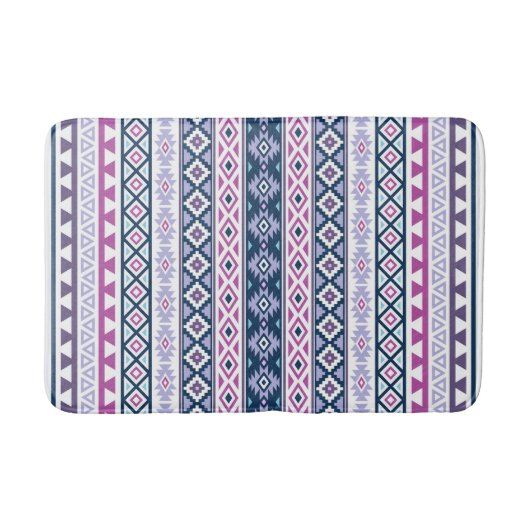 Aztec gestileerde patroon roze paars blauw wit badmat (Voorkant)