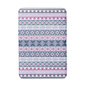 Aztec gestileerde patroon roze paars blauw wit badmat (Voorkant Verticaal)