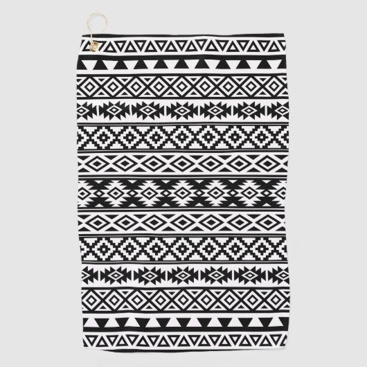 Aztec gestileerde patroon zwart + wit golfhanddoek (Voorkant)