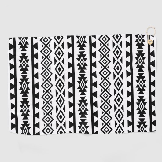 Aztec - Gestormd Big Pattern II Black op White Golfhanddoek (Horizontaal)