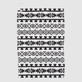 Aztec - Gestormd Big Pattern II Black op White Golfhanddoek (Voorkant)