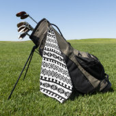 Aztec - Gestormd Big Pattern II Black op White Golfhanddoek (Groen)