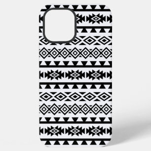 Aztec - Gestormd Big Pattern II Black op White iPhone 12 Pro Max Hoesje