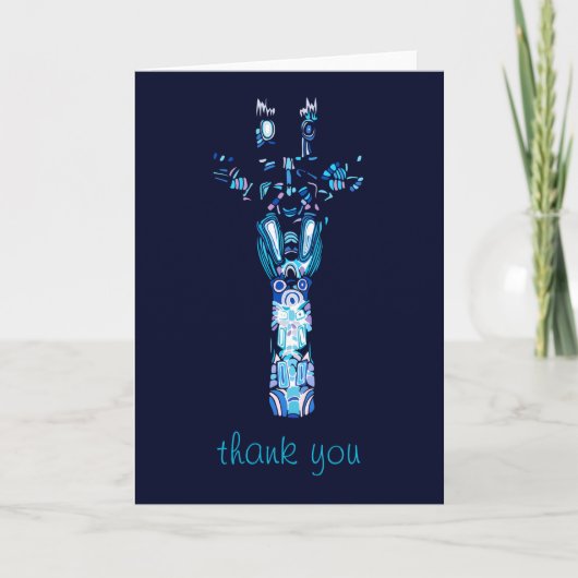 Aztec Giraffe Shades of Blue Hartelijk dank Kaart (Voorkant)
