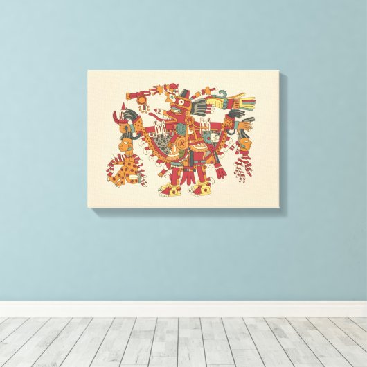Aztec god canvas afdruk (Insitu (Houten vloer))