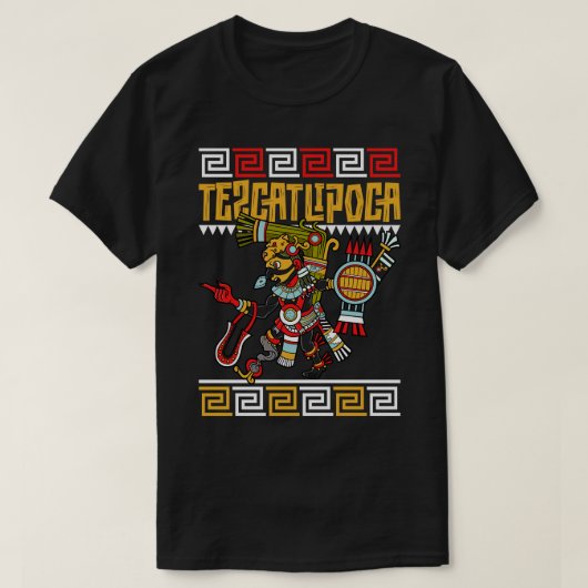 Aztec god van de nacht in Tezcatlipoca T-shirt (Design voorkant)