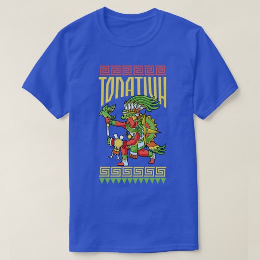 Aztec God van de zon Tonatiuh T-shirt (Design voorkant)