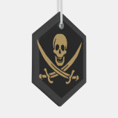 Aztec Gold Schedel & Sabel Piraat Calico Jack Glas Ornament (Voorkant Rechts)