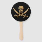 Aztec Gold Schedel & Sabel Piraat Calico Jack Handwaaier (Achterkant)