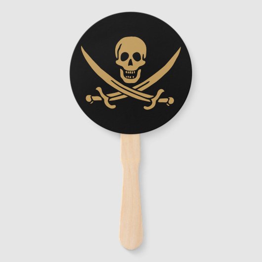 Aztec Gold Schedel & Sabel Piraat Calico Jack Handwaaier (Voorkant)
