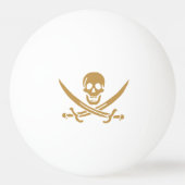 Aztec Gold Schedel & Sabel Piraat Calico Jack Pingpongbal (Achterkant)