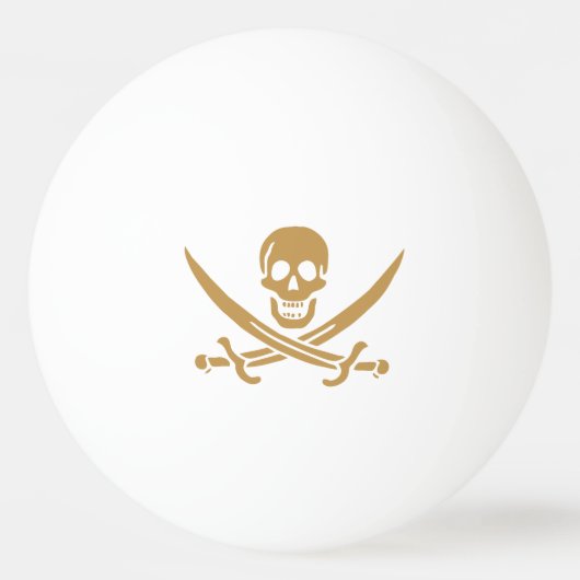Aztec Gold Schedel & Sabel Piraat Calico Jack Pingpongbal (Voorkant)