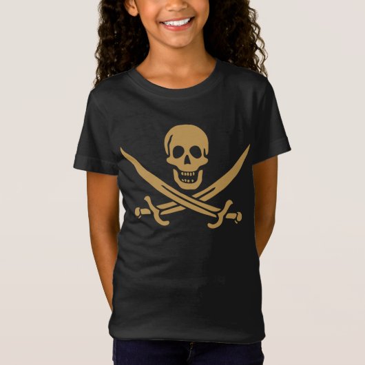 Aztec Gold Schedel & Sabel Piraat Calico Jack T-shirt (Voorkant)