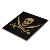 Aztec Gold Schedel & Sabel Piraat Calico Jack Tegeltje (Zijkant)