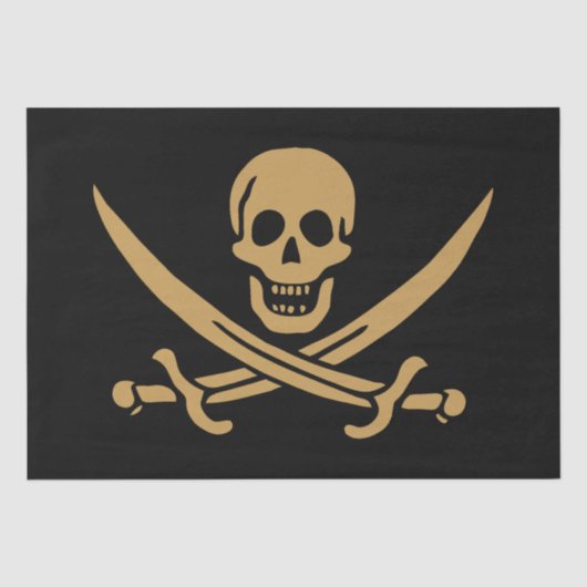 Aztec Gold Schedel & Sabel Piraat Calico Jack Tissuepapier (Voorkant)