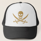 Aztec Gold Schedel & Sabel Piraat Calico Jack Trucker Pet (Voorkant)