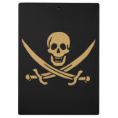 Aztec Gold Skull & Cutlass Pirate Calico Jack Klembord (Achterkant)