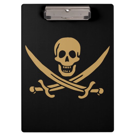 Aztec Gold Skull & Cutlass Pirate Calico Jack Klembord (Voorkant)