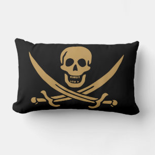 Aztec Gold Skull & Cutlass Pirate Calico Jack Kussen