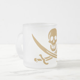 Aztec Gold Skull & Cutlass Pirate Calico Jack Matglas Koffiemok