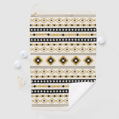 Aztec Goud Zwart Cream Mixed Motifs Patroon Golfhanddoek (Insitu)