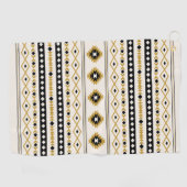 Aztec Goud Zwart Cream Mixed Motifs Patroon Golfhanddoek (Horizontaal)