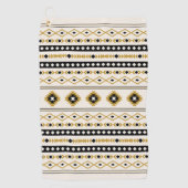 Aztec Goud Zwart Cream Mixed Motifs Patroon Golfhanddoek (Voorkant)