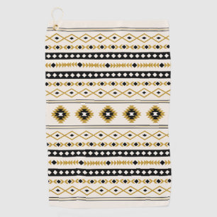 Aztec Goud Zwart Cream Mixed Motifs Patroon Golfhanddoek