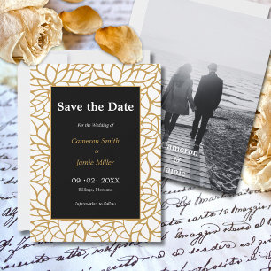 Aztec Gouden Kleur Bladgroen Outline Save The Date Kaart