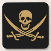 Aztec Gouden Schedel & Cutlass Piraat Calico Jack Bier Onderzetter (Voorkant)