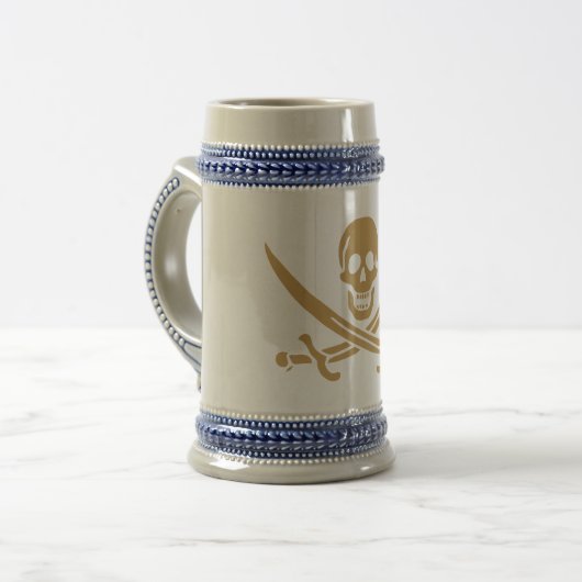 Aztec Gouden Schedel & Cutlass Piraat Calico Jack Bierpul (Voorkant links)