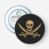 Aztec Gouden Schedel & Cutlass Piraat Calico Jack Button Flesopener (Voorkant)
