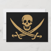 Aztec Gouden Schedel & Cutlass Piraat Calico Jack Feestdagenkaart (Voorkant)